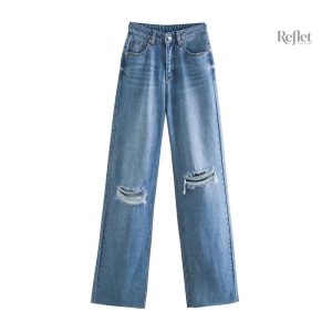 Pantalon jean vintage destroy pour femme