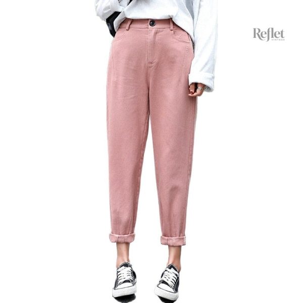 pantalon-rose-vintage-femme-1 Pantalon rose vintage femme élégant et tendance