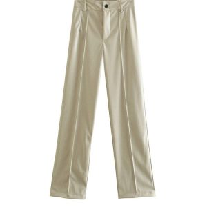 Pantalon simili cuir vintage femme