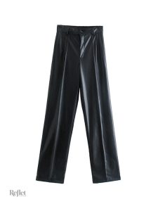 Pantalon femme simili cuir, allure vintage élégante