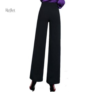 Pantalon noir vintage pour femme, taille haute élégante