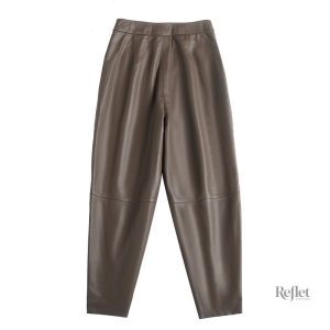 Pantalon vintage femme vert à taille haute, look classique et élégant
