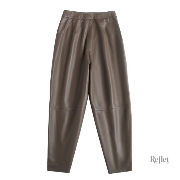 Pantalon vintage femme vert à taille haute, look classique et élégant