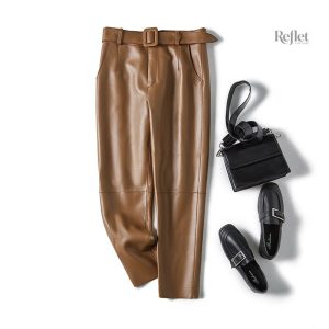 Pantalon rétro femme avec ceinture