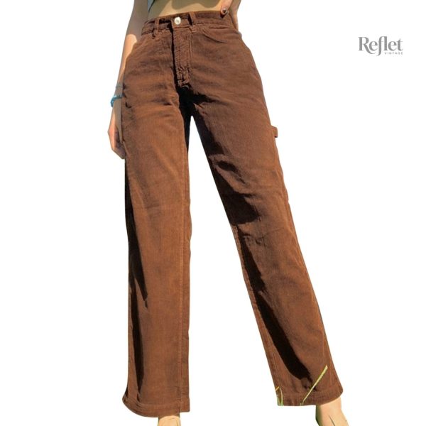 Pantalon taille haute kaki pour femme