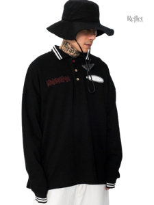 Polo Vintage à manches longues, style rétro pour homme