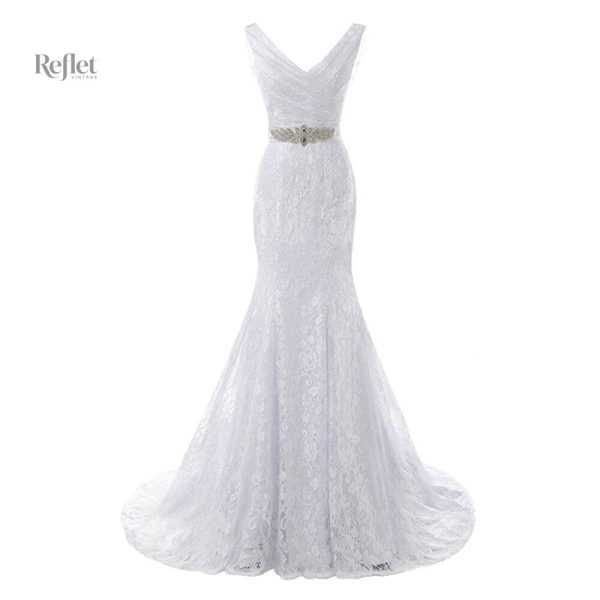 Robe de mariée princesse avec jupe volumineuse et dentelle