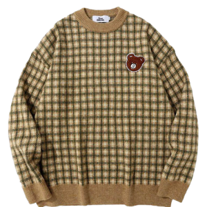Pull Vintage à Carreaux pour Femme