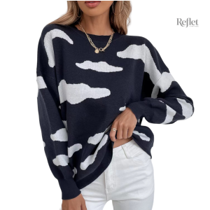 Pull vintage femme avec motif nuage élégant