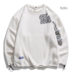 Homme, pull blanc vintage en coton, style décontracté