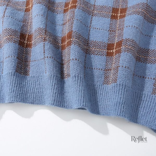 Gilet en pull à motifs carreaux pour look retro