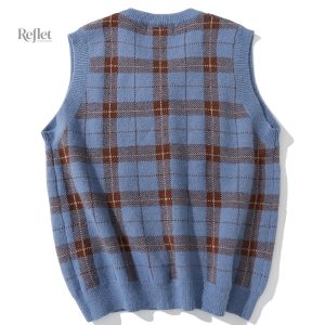 Veste pull vintage pour homme à carreaux