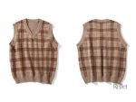 Pull sans manches à carreaux pour hommes