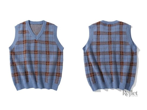 Gilet à carreaux vintage pour un style décontracté