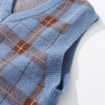 Pull rétro sans manche pour homme au pattern carreaux