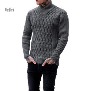 Pull vintage homme col roulé style rétro
