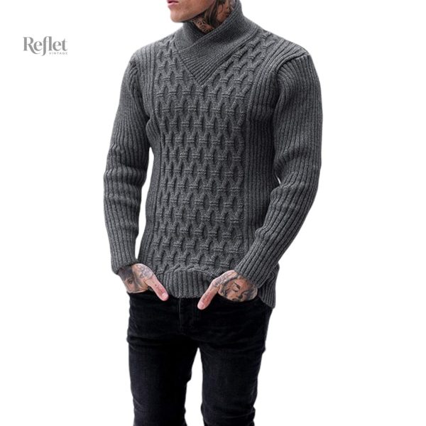 Pull vintage homme col roulé style rétro