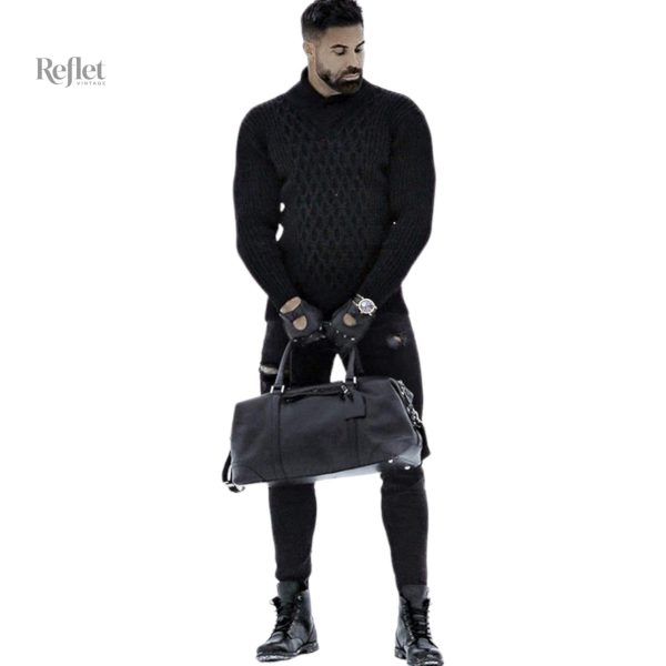Pull homme style vintage col roulé