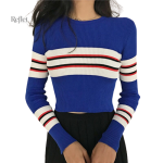 Pull vintage femme à bandes colorées