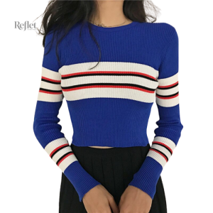 Pull vintage femme à bandes colorées