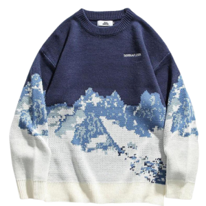 Pull vintage en laine pour homme, style montagne