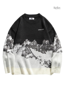 Pull en laine homme, coupe vintage, ambiance nature