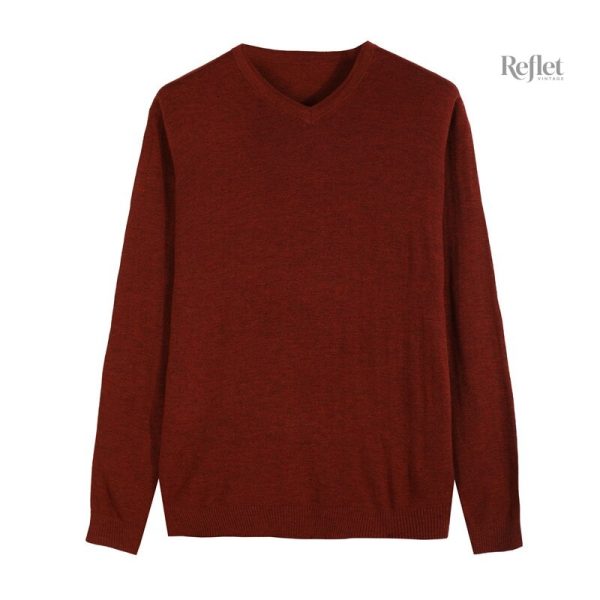 Pull en v bleu foncé, style décontracté