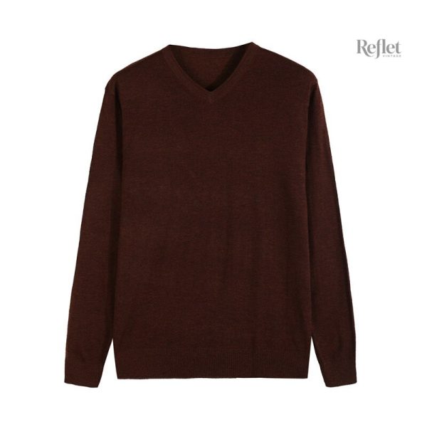 Pull en v bleu marine, coupe vintage
