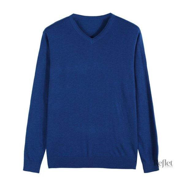 Pull en v classique pour homme bleu