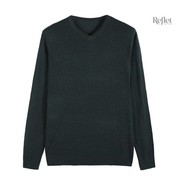 Pull homme vintage à col en v marine