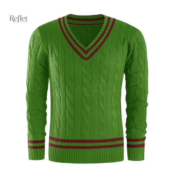 pull-en-v-tennis-vintage-homme-1 Pull en v vintage homme en coton doux