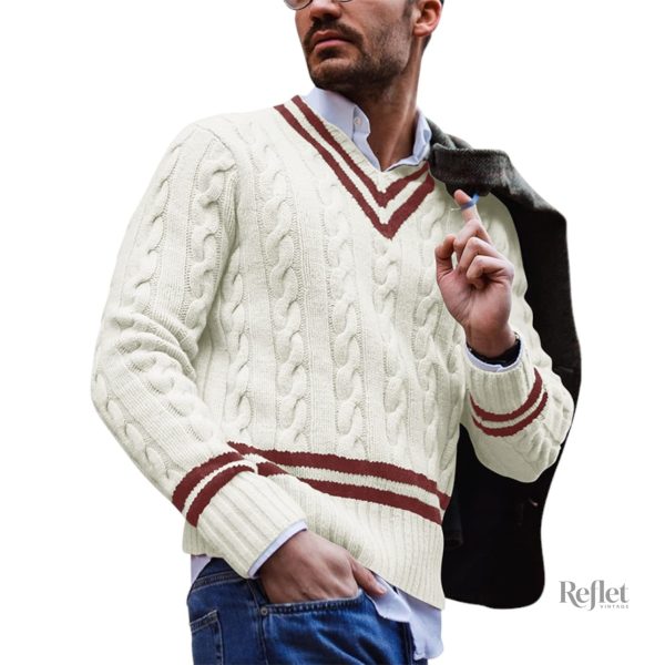 Pull en maille vintage avec col V