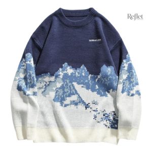 Pull neige vintage femme, style rétro élégant
