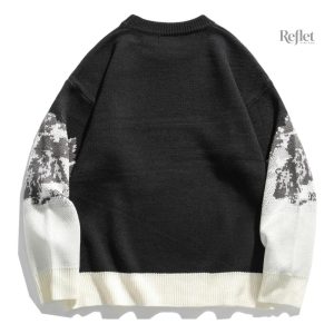 Pull vintage femme, motif neige unique et chaleureux