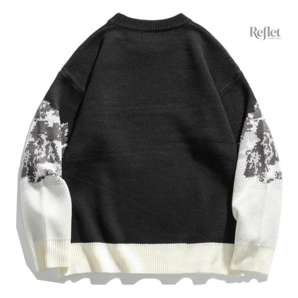 Pull vintage femme, motif neige unique et chaleureux