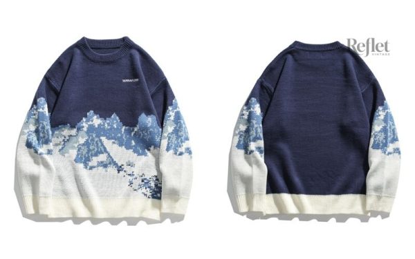 Pull femme chic, ambiance vintage avec motif neige