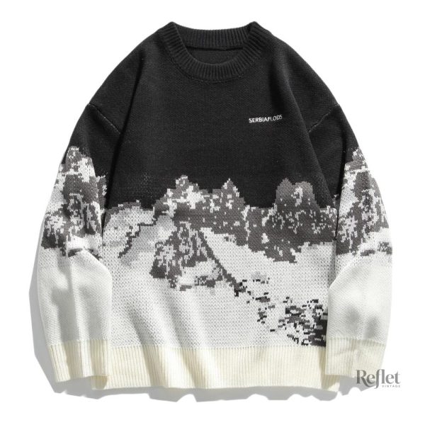 Pull femme d'hiver, look vintage avec motifs subtils