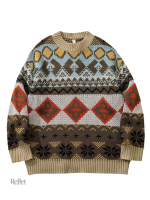 Pull vintage à manches longues, style original et unique
