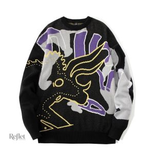 Pull vintage homme style années 90 en coton doux et confortable