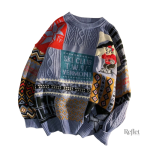 Pull vintage large pour femme, style décontracté et rétro
