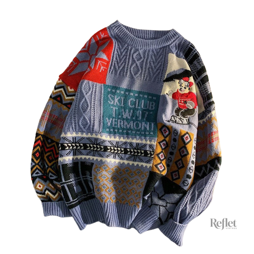 pull-large-vintage-femme-1 Pull vintage large pour femme, style décontracté et rétro
