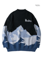 Pull vintage femme aux motifs de montagne