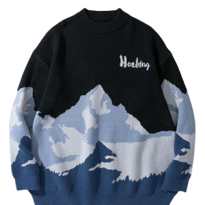 Pull vintage femme aux motifs de montagne