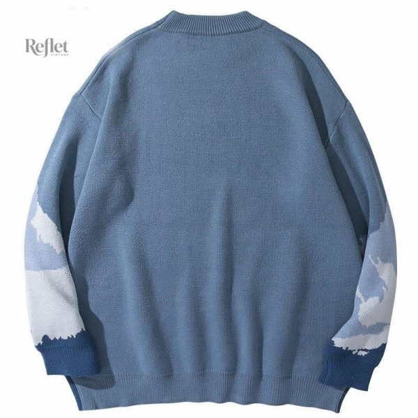 Pull femme style rétro avec design montagne