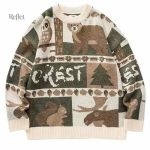 Pull vintage homme avec motifs colorés et design classique