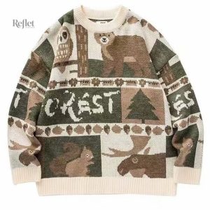 Pull vintage homme avec motifs colorés et design classique