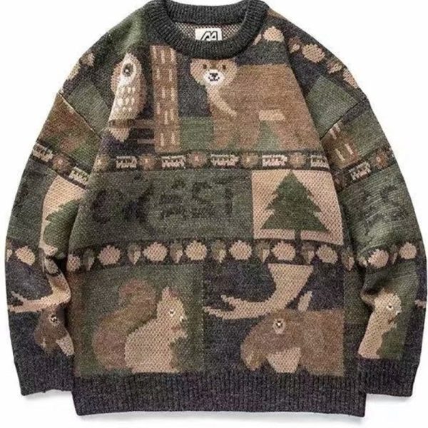 Pull motifs rétro pour homme, style vintage élégant