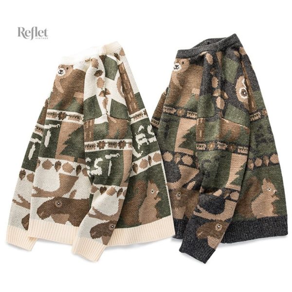 Veste pull homme avec motifs vintage, confort intemporel