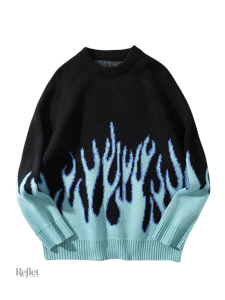 Pull Noir Flamme Bleu pour homme, style vintage