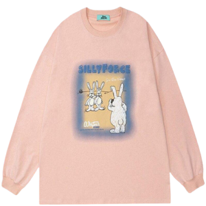 Pull oversize style vintage avec motif de lapin pour femme